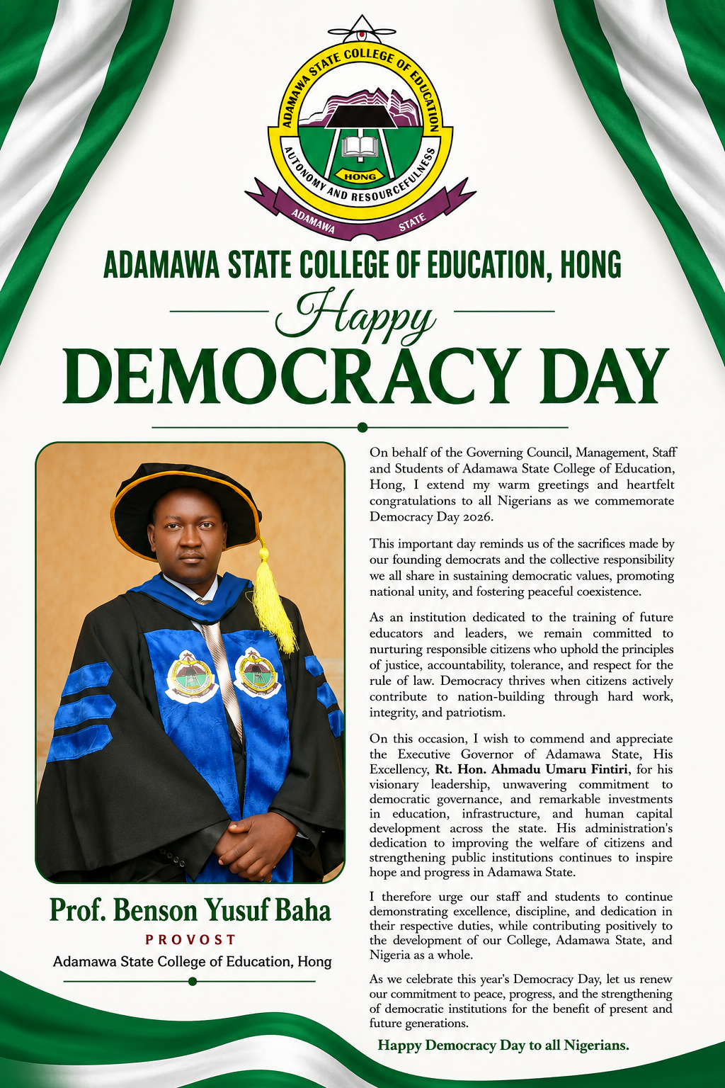 Happy Democracy Day Message